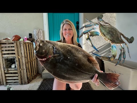 Doormat FLOUNDER & Blue Crabs! A Tugtrash weekend! Gig, Trap, Cook!!!!!
