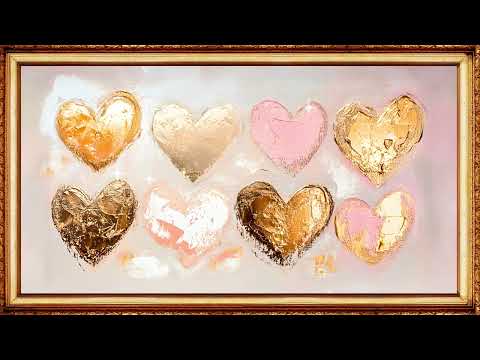 Golden Hearts Glow: 4K Romantic Art with Soft Sparkle Animation for Valentine’s Day | 2 Hrs✨💖