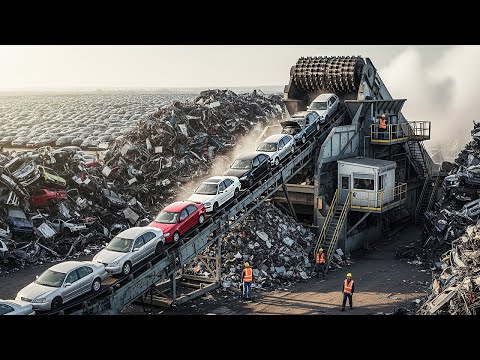 35 Most Dangerous Car Crushing & Shredding Machines That Obliterate Everything-Scrap Processing #10