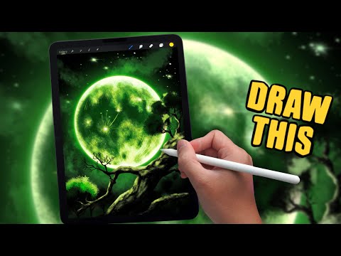 PROCREATE Landscape Drawing Tutorial - The Moon