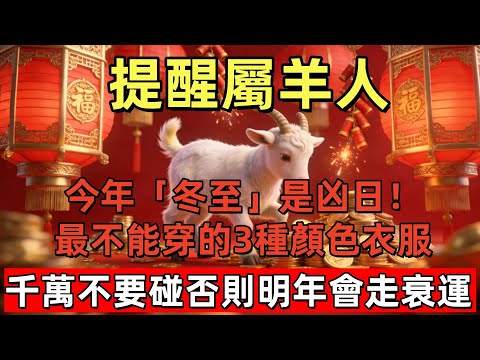 今年「冬至」是凶日!提醒屬羊人:最不能穿的3種顏色衣服,千萬不要碰,否則明年會走衰運!#玄运生肖#屬相運勢#生肖#家運#手寫#生肖運勢的那些事#先知#風水變化#提升運勢