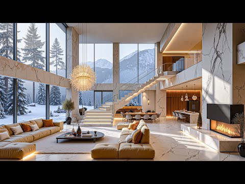 Sweet Jazz & A Luxury Apartment Overlooking Snow Capped Mountains – Soothing Jazz & Fireplace Sounds