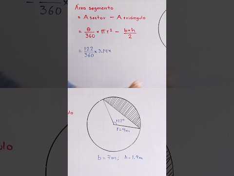 Súper fácil. Área de un segmento circular. Video completo en mi canal de YT. #Educación