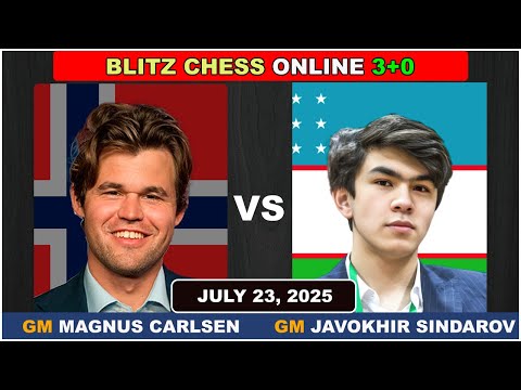 Magnus Carlsen vs GM Javokhir Sindarov | Blitz Chess 3+0 | ChessCom | July 23, 2025