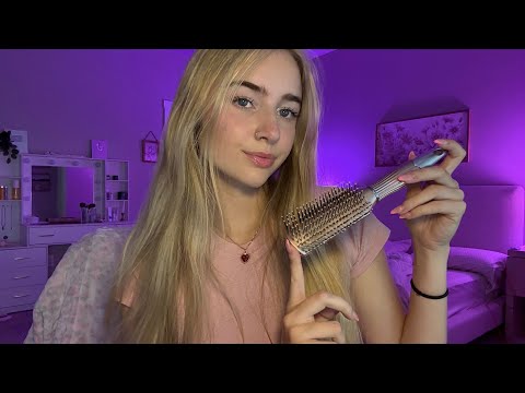 40 Min ASMR Hair Play- Invisible Clips, Haircut, Curling, Braiding✂️