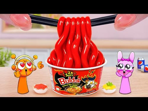 Best Korean Street Food 😍 How To Make Miniature Spicy Buldak Noodles Recipes 🍜 Mina Mini Kitchen
