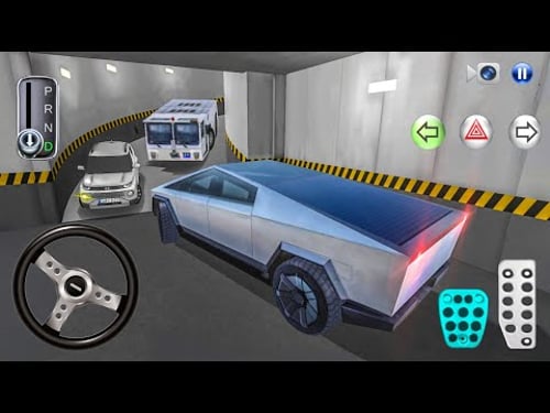 New Electric car Tesla Cybertruck Stuck in Parking Garage - 3D Driving Class 2025 - game Android