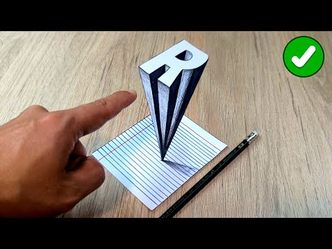 Easy 3D Drawing 🔥 How to Create the Letter R with Depth Effect