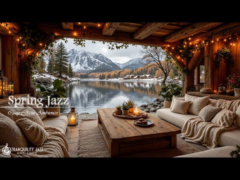 Gentle Jazz With Spring Scenery by the Lake | Rustic & Cozy Jazz Space With Nature for Stress Relief