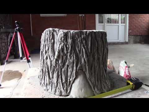 A detailed video about a garden sculpture for your garden: a CONCRETE STUMP!