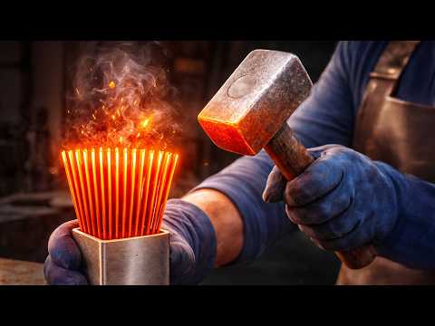 Hundreds of Needles Turned into a Damascus Knife