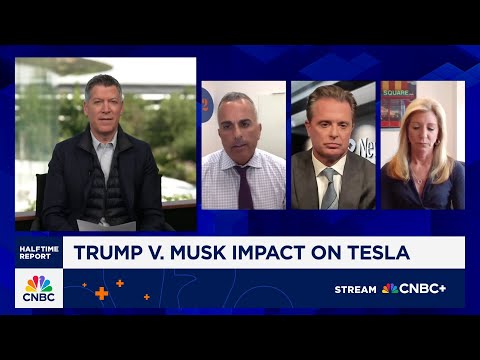 The 'Halftime' Investment Committee weigh in on Trump vs. Musk impact on Tesla's stock