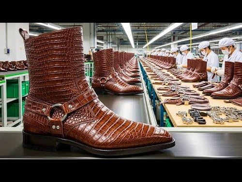 Inside the Factory Where Luxury Crocodile Leather Saint Laurent Wyatt 40 Harness Boots Are Made