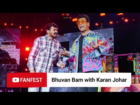Bhuvan Bam with Karan Johar @ YouTube FanFest Mumbai 2019