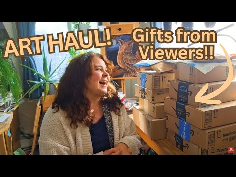 Birthday Art Supplies Haul & Cozy Art Studio Vlog | Unboxing Viewer Gifts 💌