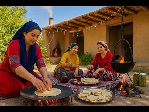 IRAN Village Life 🌿 Traditional Breakfast & Homemade Bread Without Oven or Stove |Clay House Cooking