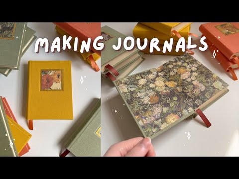 Making Autumn Journals With Monet and Van Gogh Designs ✿ bookbinding with quiet music