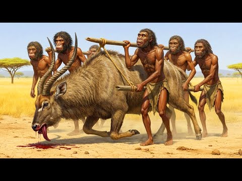 Life Million of Years Ago | Ancient Humans (Homo Habilis) vs Giant Antelope Ancestor