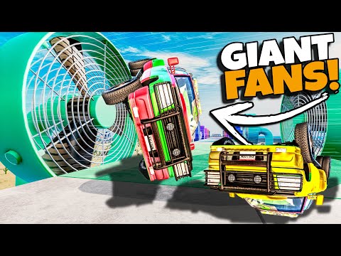 Driving RANDOM Cars Through MASSIVE Fans in BeamNG Drive!