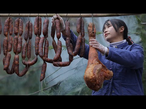Preserved meat for Spring Festival: cured fish, sausage, dry meat...