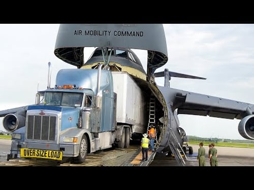Loading Gigantic Trucks Inside US Largest Cargo Plane Ever Built