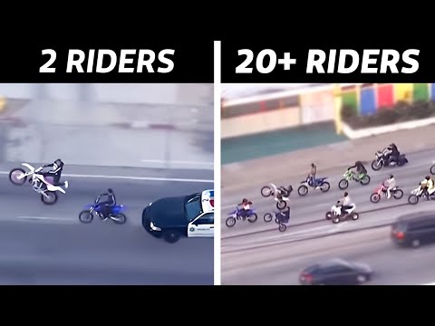 Cops Chased 2 Dirt Bikers... Then 20 Took Over!