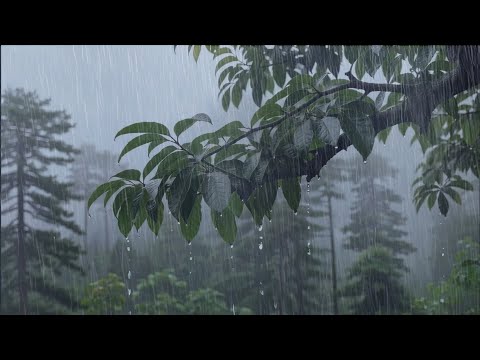 Sleep Like a Baby with Sound of Heavy Rain in Cool Forest, Deep Sleep Rain Sounds
