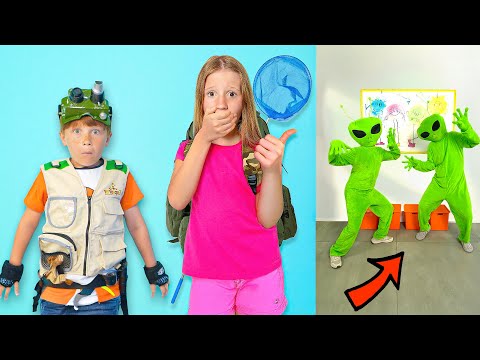 Nastya and the fun adventures for kids with aliens