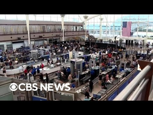 Watch: Long TSA lines, travel delays as partial government shutdown continues