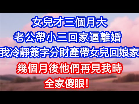 【情感故事】女兒才三個月大,老公帶小三回家逼離婚。我冷靜簽字分財產,連夜帶女兒回娘家!幾個月後他們再見我時,全家傻眼!#故事 #人生哲理 #婚姻 #出軌 #爽文
