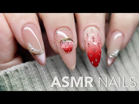🍓 3D Strawberry Nails ASMR 🎧 | Step-by-Step Immersive Nail Art Tutorial 💆♀️ Relaxing & Satisfying