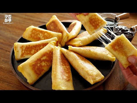 달콤함에 풍미 더한!! 바나나 치즈 프렌치토스트!! 시나몬 파우더, 초콜릿 소스.