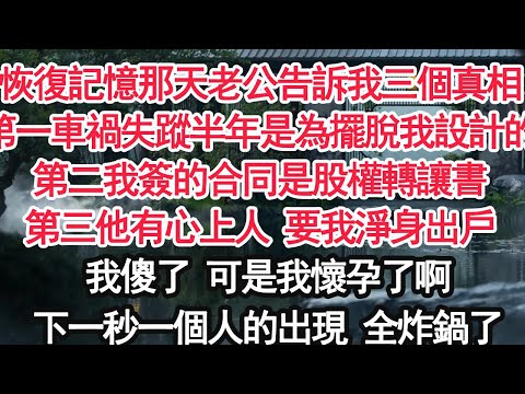恢復記憶那天老公告訴我三個真相第一車禍失蹤半年是為擺脫我設計的第二我簽的合同是股權轉讓書第三他有心上人 要我淨身出戶我傻了 可是我懷孕了啊下一秒一個人的出現 全炸鍋了【顧亞男】【大女主】【婚姻自主】