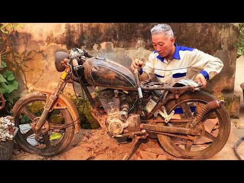 Restoring a 1970's Old Antique Abandoned KAWASAKI 125cc Motorcycle - Restore Abandoned Superbike