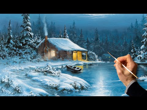 Oil Landscape Painting - Winter Time / Easy Art / Drawing Lessons / Satisfying Relaxing / Живопись.