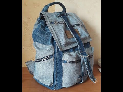 How to sew a backpack from old jeans.