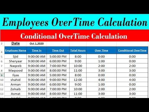 Excel Formula For "OverTime" and Conditional "OverTime" Calculation In Excel BY learning Center