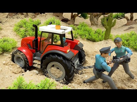Police Rescue Tractor Trapped from the Mud | Toy Police Car Story | BIBO TOYS