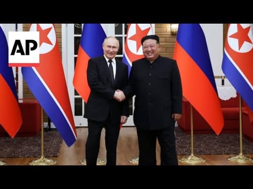 Kim Jong Un welcomes Putin at official ceremony in Pyongyang