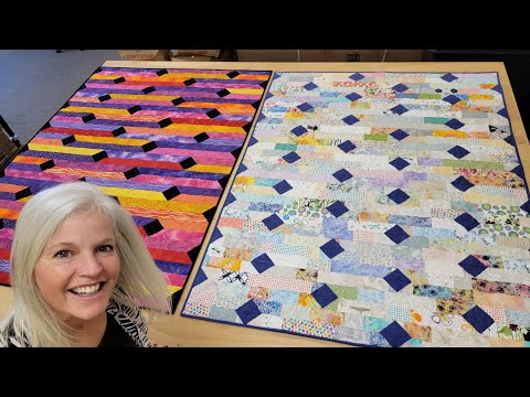 LONELY SCRAPS INTO LOVELY QUILTS! Donna's FREE PATTERN "Scrap Strips Diamond Trip" tutorial!