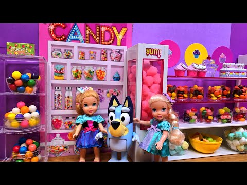 Bluey's candy store ! Elsa & Anna toddlers - chocolate - lollipop - mints - bubble gum - jelly beans