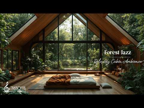 Relaxing Jazz In Cabin Forest | Soft Piano Jazz Music with Nature Therapy for Relaxing and Working