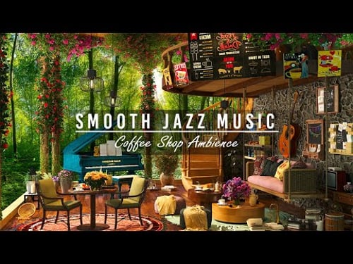 Smooth Jazz Instrumental Music ☕ 4K Cozy Coffee Shop with Jazz Relaxing Music for Work, Study