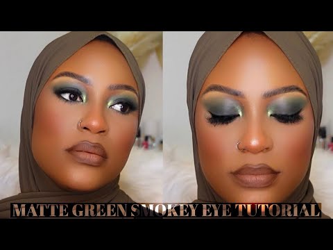 START TO FINISH FLAWLESS FULL GLAM MAKEUP ||MATTE GREEN SMOKEY TUTORIAL EYESHADOW #beginnerfriendly