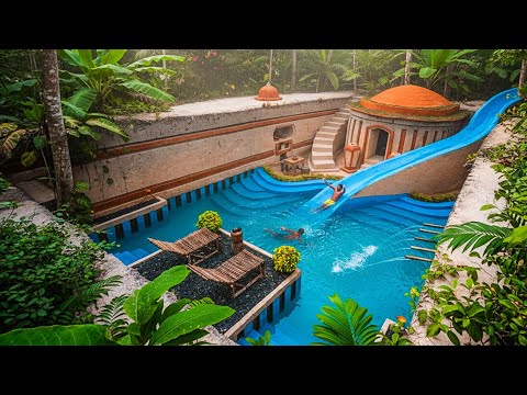 100 Days How I Built 10M Dollars Underground White House and Swimming Pool with a Water Slide Park