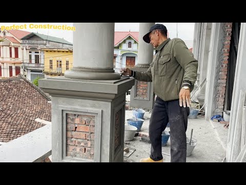 How To Construct Beautiful Round Column Bases Using Professional Trowels And Flexible Mortar