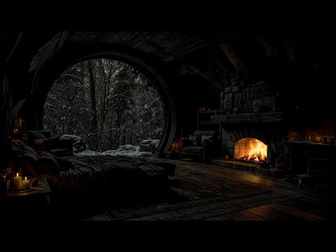 No Ads- 🌨️ Snowy Mountain Retreat | Firelight & Cold Wind Sounds for Peace & Calm❄️🔥