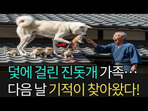 지붕에 덫에 걸린 진돗개 엄마와 다섯 새끼… 다음 날 꿈같은 행운이 찾아왔다!