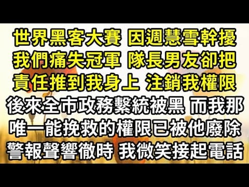 世界黑客大賽,因週慧雪幹擾。我們痛失冠軍。隊長男友卻把責任推到我身上,注銷我權限。後來全市政務繫統被黑,而我那唯一能挽救的權限已被他廢除,警報聲響徹時,我微笑接起電話