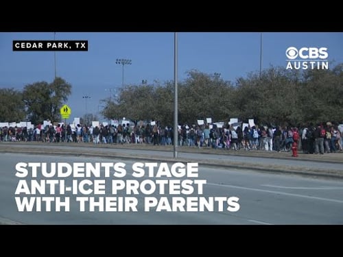 Students in Cedar Park stage anti-ICE walkout with support from parents